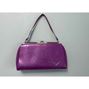 Lux de Ville purple glitter vinyl kiss lock purse retro - rare color